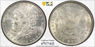 1878 8TF $1 VAM 17, Diagonal in 8 MS61