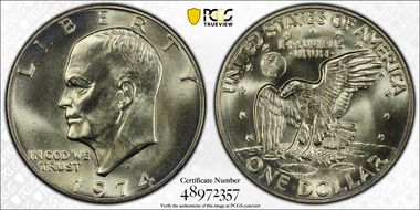 1974-S $1 Silver MS68