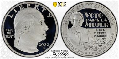 2022-S 25C Nina Otero-Warren-Silver PR70DCAM
