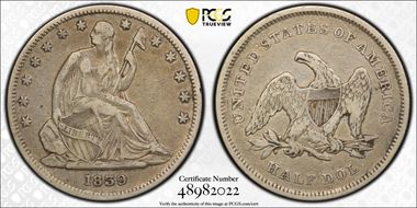 1839 50C Drapery VF30