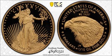 2021-W $5 Gold Eagle - Type 2 PR70DCAM