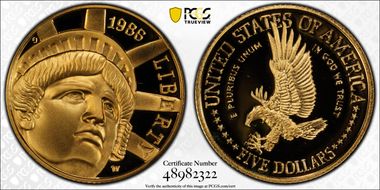 1986-W $5 Statue Of Liberty PR69DCAM