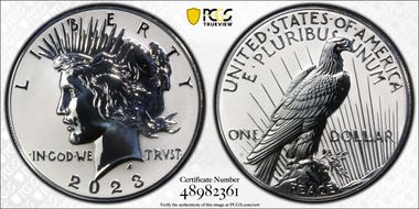 2023-S $1 Peace Dollar Rev PR Two-Coin Reverse Proof Set PR70