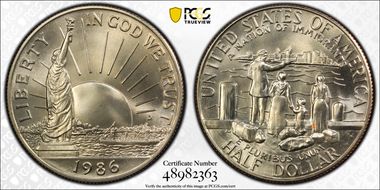 1986-D 50C Statue Of Liberty MS69