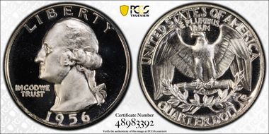 1956 25C Rev Die Gouge FS-701 PR68CAM