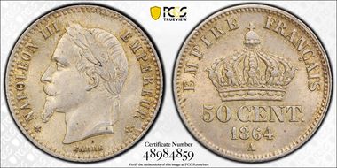 1864-A 50C Gad-417 F-188 MS62