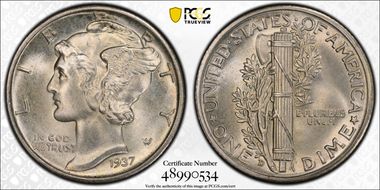 1937-D 10C MS67FB
