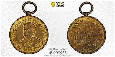 1888 Medal French Panama Canal Co. Brass MS62