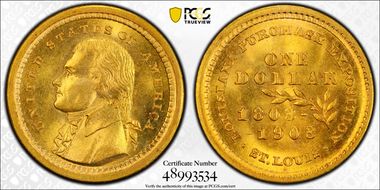 1903 G$1 LA Purchase, Jefferson MS65