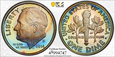 2014-S 10C Silver PR67DCAM