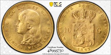 1897 10 G Toothed Border KM-118  Au MS65