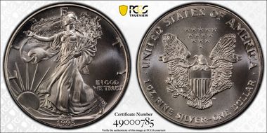 1993 $1 Silver Eagle MS70
