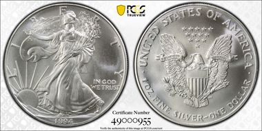 1994 $1 Silver Eagle MS70