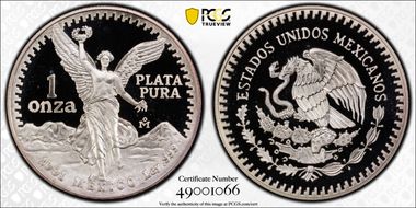 1991-Mo Onza Libertad Ag KM-494.3 PR69DCAM