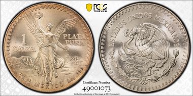 1991-Mo Onza Libertad Ag T1 - PLATA PURA MS68