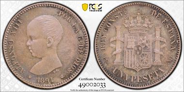 1891-PG M Peseta (1891) MS62