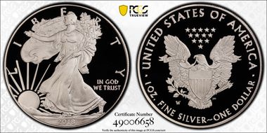 2018-W $1 Silver Eagle PR70DCAM