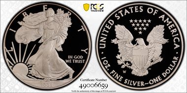 2008-W $1 Silver Eagle PR70DCAM