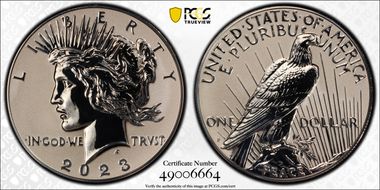 2023-S $1 Peace Dollar Rev PR Two-Coin Reverse Proof Set PR69