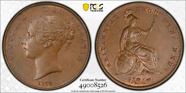 1858 1D S-3948 MS63BN