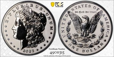 2023-S $1 Morgan Dollar Rev PR  Two-Coin Reverse Proof Set First Strike PR70