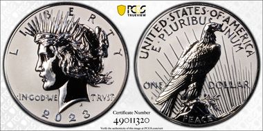 2023-S $1 Peace Dollar Rev PR Two-Coin Reverse Proof Set First Strike PR70