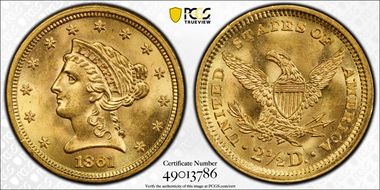 1861 $2.50 New Reverse MS63