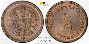 1874-C 2 Pfg MS64BN