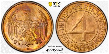 1932-A 4 Rcpfg J-315 MS64RB