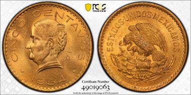 1954-Mo 5C KM-424  Bronze Head Left MS65RD