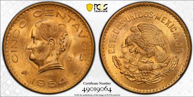 1954-Mo 5C KM-424  Bronze Head Left MS65RD