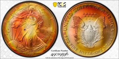 1999 $1 Silver Eagle MS67