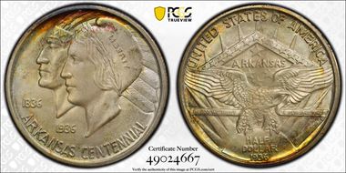 1936-S 50C Arkansas MS67+