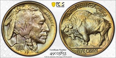 1936-D 5C MS66+