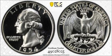1954 25C PR68CAM