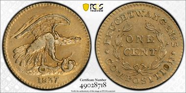 1837 NY 1C HT-268, Feuchtwanger's AU58