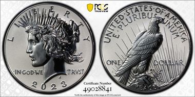 2023-S $1 Peace Dollar Rev PR Two-Coin Reverse Proof Set PR70