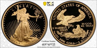 1995-W $5 Gold Eagle 10th Anniversary Set PR70DCAM