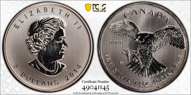 2014 $5 Peregrine Falcon MS63