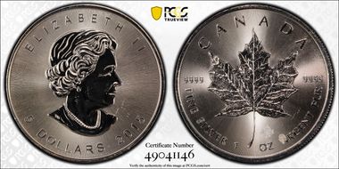 2015 $5 Maple Leaf/Ag MS65