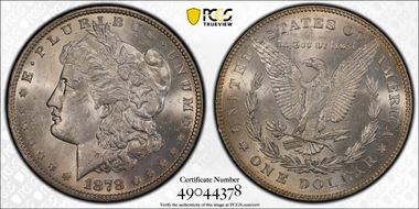 1878 7/8TF $1 Strong, VAM 39, 7/5 MS62