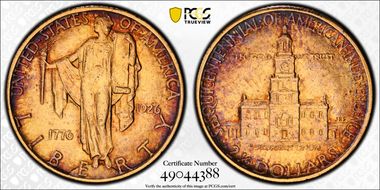 1926 $2.50 Sesquicentennial AU58