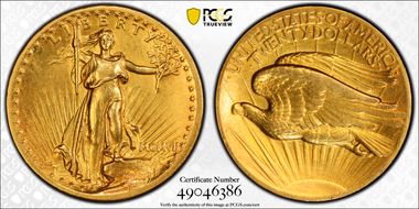 1907 $20 High Relief, Flat Edge N1