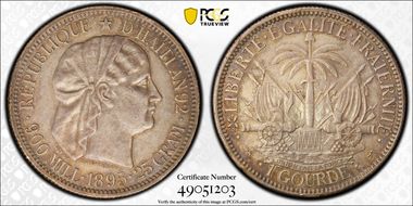 1895 Gourde KM-46  Ag AU55