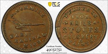 (1861-65) Token F-280E-1a, A. Schmitz AU58BN