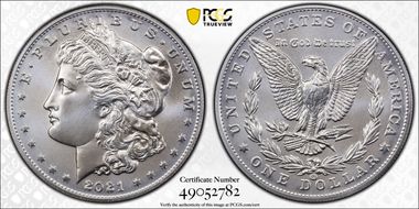 2021-CC Privy $1 Morgan Dollar 100th Anniversary MS70