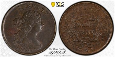 1800 1/2C C-1 AU55BN