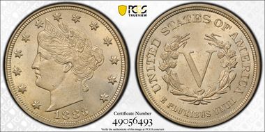 1883 5C No CENTS MS63