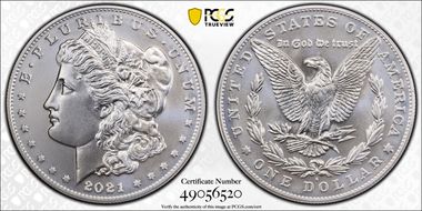 2021-S $1 Morgan Dollar 100th Anniversary First Strike MS70