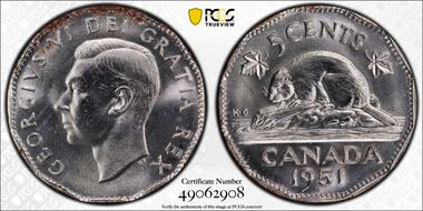 1951 5C Low Relief MS64
